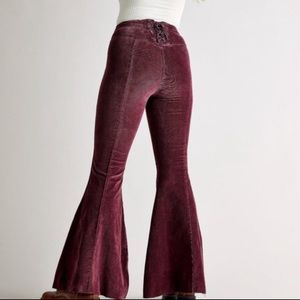 Free People CRVY Cord Lace Up Back Flare Jeans